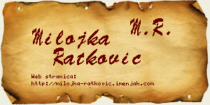 Milojka Ratković vizit kartica